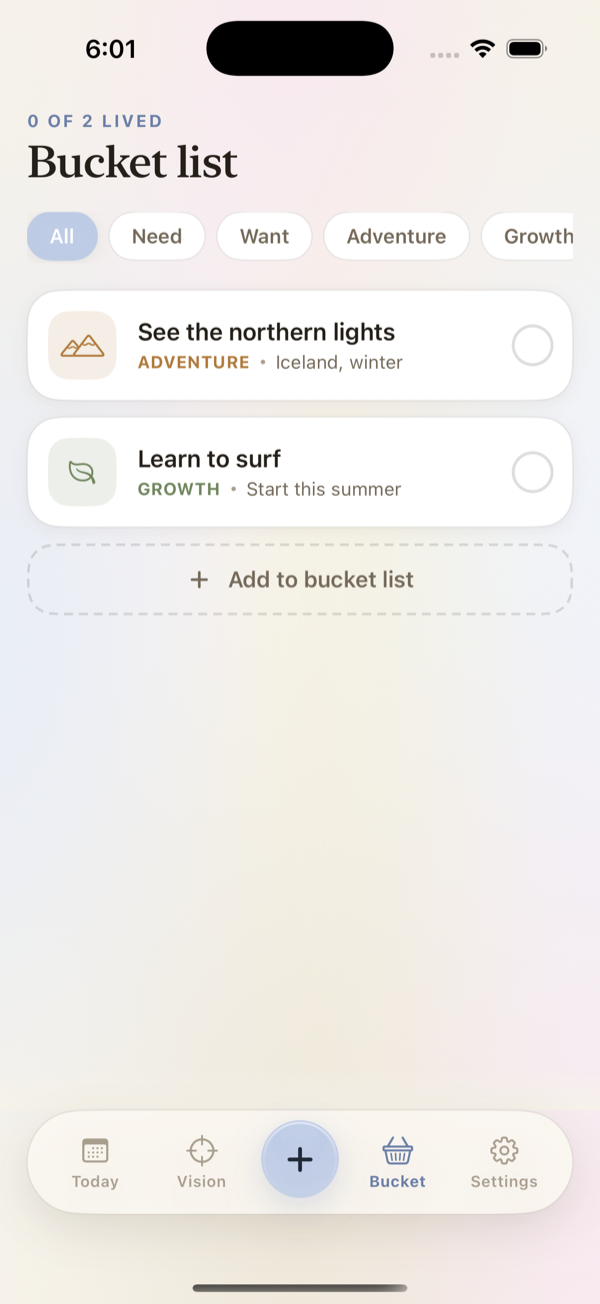 Bucket list